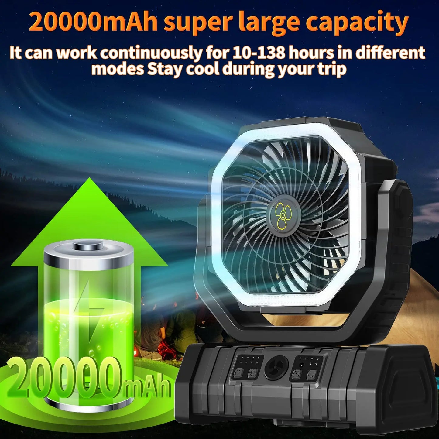 CampCool Max Rechargeable Camping Fan